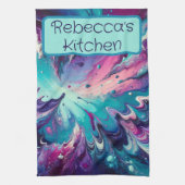 Monogram Turquoise & Roze Abstract Patroon | Theedoek (Verticaal)