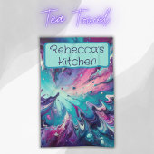 Monogram Turquoise & Roze Abstract Patroon | Theedoek