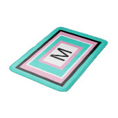 Monogram turquoise roze zwart geometrisch badmat (Gekanteld)
