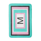 Monogram turquoise roze zwart geometrisch badmat (Voorkant Verticaal)
