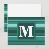 Monogram turquoise strepen briefkaart (Voorkant / Achterkant)