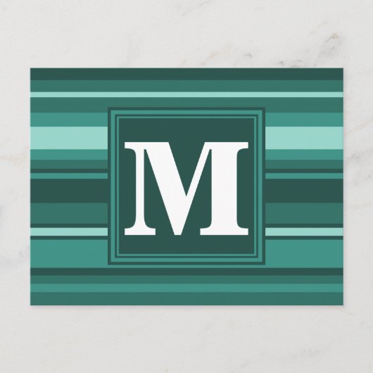 Monogram turquoise strepen briefkaart (Voorkant)