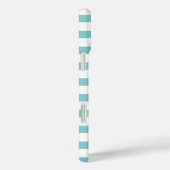 Monogram turquoise strepen Case-Mate iPhone case (Achterkant / Rechts)