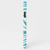 Monogram Turquoise Striped Zebra Pattern Trendy Ca iPhone Hoesje (Rechterkant)