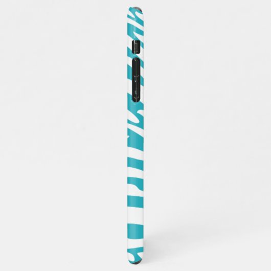 Monogram Turquoise Striped Zebra Pattern Trendy Ca iPhone Hoesje (Linkerkant)