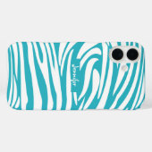 Monogram Turquoise Striped Zebra Pattern Trendy Case-Mate iPhone Case (Achterkant (horizontaal))