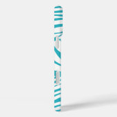 Monogram Turquoise Striped Zebra Pattern Trendy Case-Mate iPhone Case (Achterkant / Rechts)