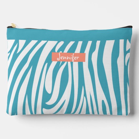 Monogram Turquoise Striped Zebra Pattern Trendy Etui (Voorkant)