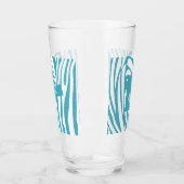 Monogram Turquoise Striped Zebra Pattern Trendy Glas (Links)
