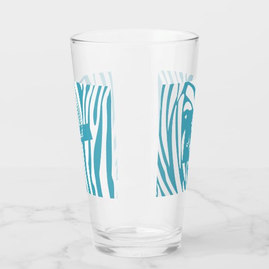 Monogram Turquoise Striped Zebra Pattern Trendy Glas (Links)