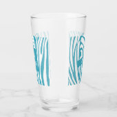 Monogram Turquoise Striped Zebra Pattern Trendy Glas (Rechts)