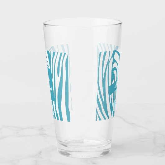 Monogram Turquoise Striped Zebra Pattern Trendy Glas (Rechts)