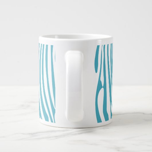 Monogram Turquoise Striped Zebra Pattern Trendy Grote Koffiekop (Achterkant)