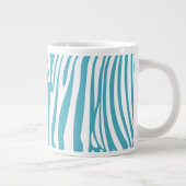 Monogram Turquoise Striped Zebra Pattern Trendy Grote Koffiekop (Rechts)