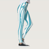 Monogram Turquoise Striped Zebra Pattern Trendy Leggings (Rechts)