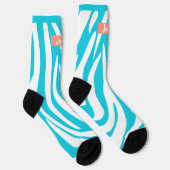 Monogram Turquoise Striped Zebra Pattern Trendy Sokken (Rechts)