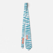 Monogram Turquoise Striped Zebra Pattern Trendy Stropdas (Achterkant)