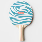 Monogram Turquoise Striped Zebra Pattern Trendy Tafeltennisbatje (Voorkant)