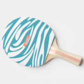 Monogram Turquoise Striped Zebra Pattern Trendy Tafeltennisbatje (Zijkant)