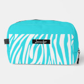 Monogram Turquoise Striped Zebra Pattern Trendy Toilettasje (Voorkant)