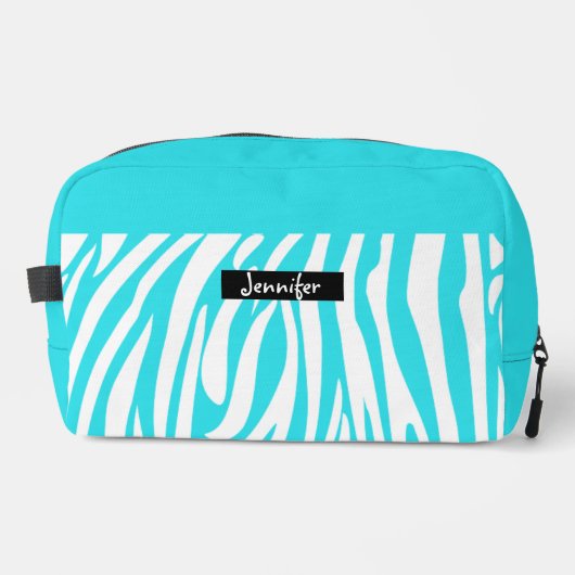 Monogram Turquoise Striped Zebra Pattern Trendy Toilettasje (Voorkant)