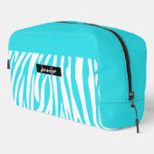 Monogram Turquoise Striped Zebra Pattern Trendy Toilettasje (Rechterhoek)