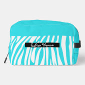 Monogram Turquoise Striped Zebra Pattern Trendy Toilettasje (Achterkant)