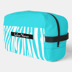 Monogram Turquoise Striped Zebra Pattern Trendy Toilettasje