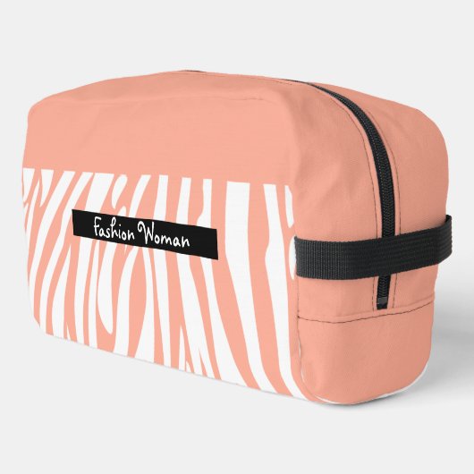 Monogram Turquoise Striped Zebra Pattern Trendy Toilettasje (Linkerhoek)
