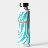 Monogram Turquoise Striped Zebra Pattern Trendy Waterfles (Links)