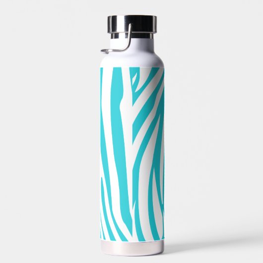 Monogram Turquoise Striped Zebra Pattern Trendy Waterfles (Rechts)