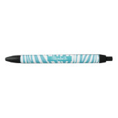 Monogram Turquoise Striped Zebra Pattern Trendy Zwarte Inkt Pen (Voorkant)
