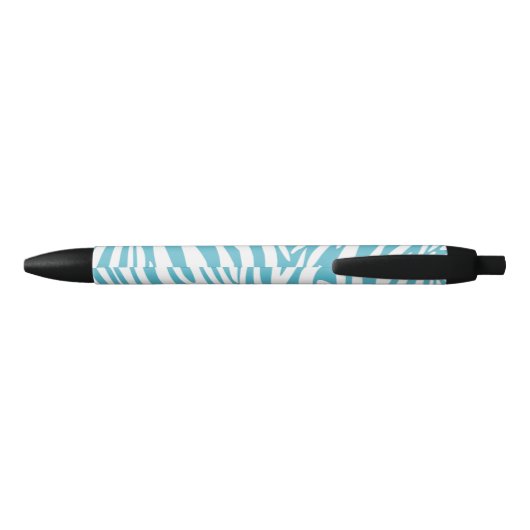 Monogram Turquoise Striped Zebra Pattern Trendy Zwarte Inkt Pen (Achterkant)