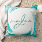 Monogram Turquoise Swirl Abstracte Art Kussen (Deken)