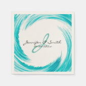 Monogram Turquoise Swirl Abstracte Art Servet (Voorkant)