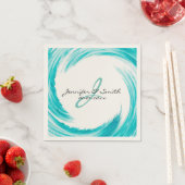 Monogram Turquoise Swirl Abstracte Art Servet (Insitu)