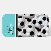 Monogram Turquoise Voetbal Pattern Case-Mate iPhone Case (Achterkant (horizontaal))