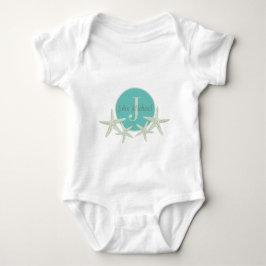 monogram turquoise Waterverf zeester Romper