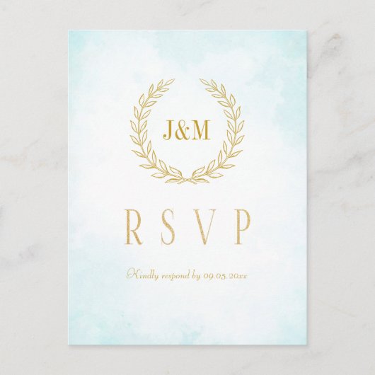 Monogram Turquoise Wedding Meal Choice RSVP Briefkaart (Voorkant)