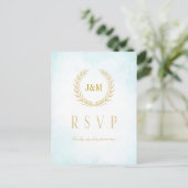 Monogram Turquoise Wedding Meal Choice RSVP Briefkaart (Staand voorkant)