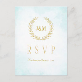 Monogram Turquoise Wedding Meal Choice RSVP Briefkaart