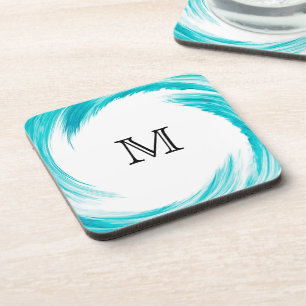 Monogram Turquoise Wervelende Abstracte Kunst Onderzetter
