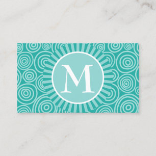 Monogram Turquoise White Spirals - Gepersonaliseer Visitekaartje