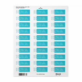 Monogram Turquoise, wit bloemig bruiloft adres Etiket (Full Sheet)