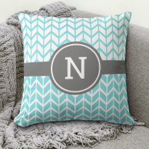 Monogram Turquoise Wit Chevron Patroon Vet Grijs
