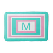 Monogram Turquoise Wit Roze Geometrisch Badmat (Voorkant)