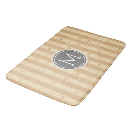 Monogram Tuscan Stripes Modern Heart Pattern Badmat (Gekanteld)