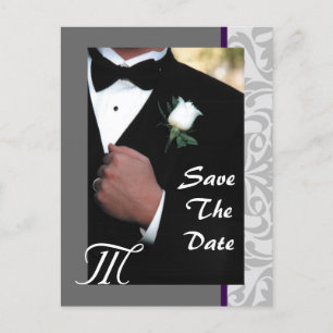 Monogram Tuxedo Groom Save the Date Briefkaart