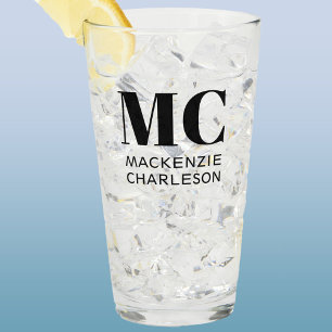 Monogram Twee Initialen Naam Gepersonaliseerd Glas