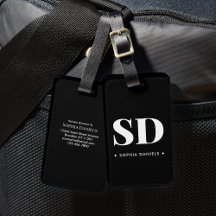 Monogram Twee Initialen Retro Elegant Zwart Wit